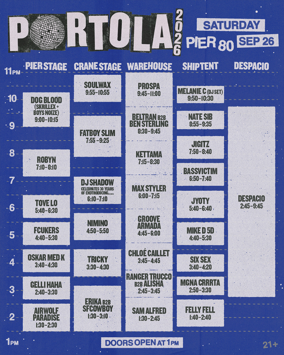Portola Saturday Set Times