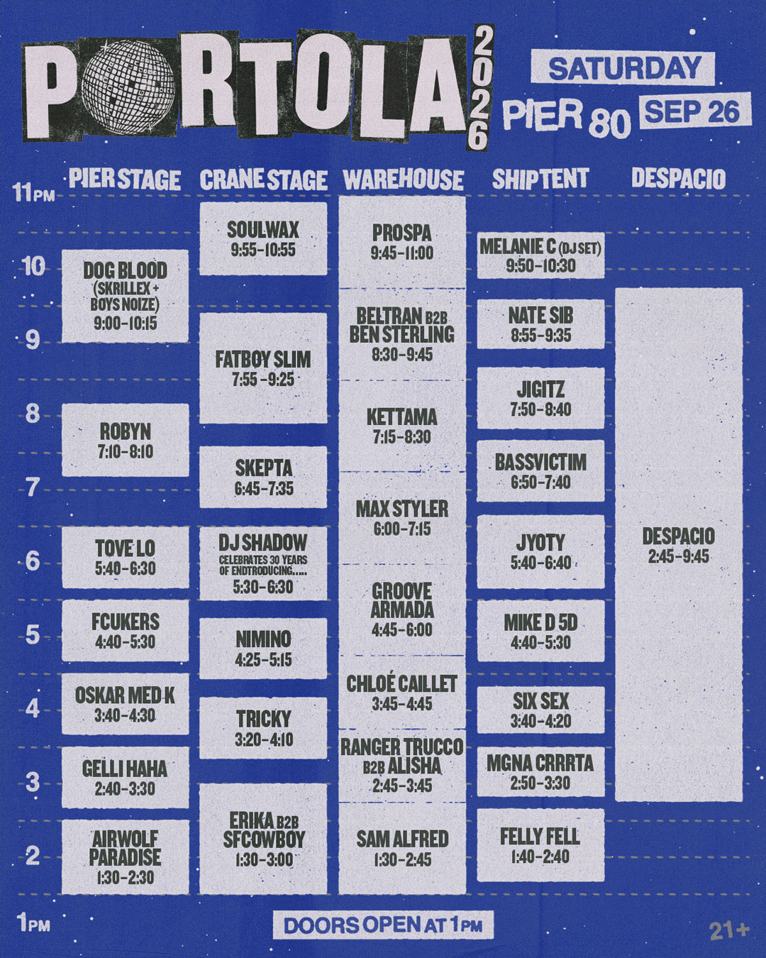Portola Saturday Set Times