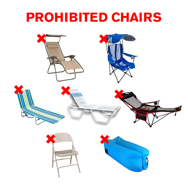 Types of chairs that are not allowed