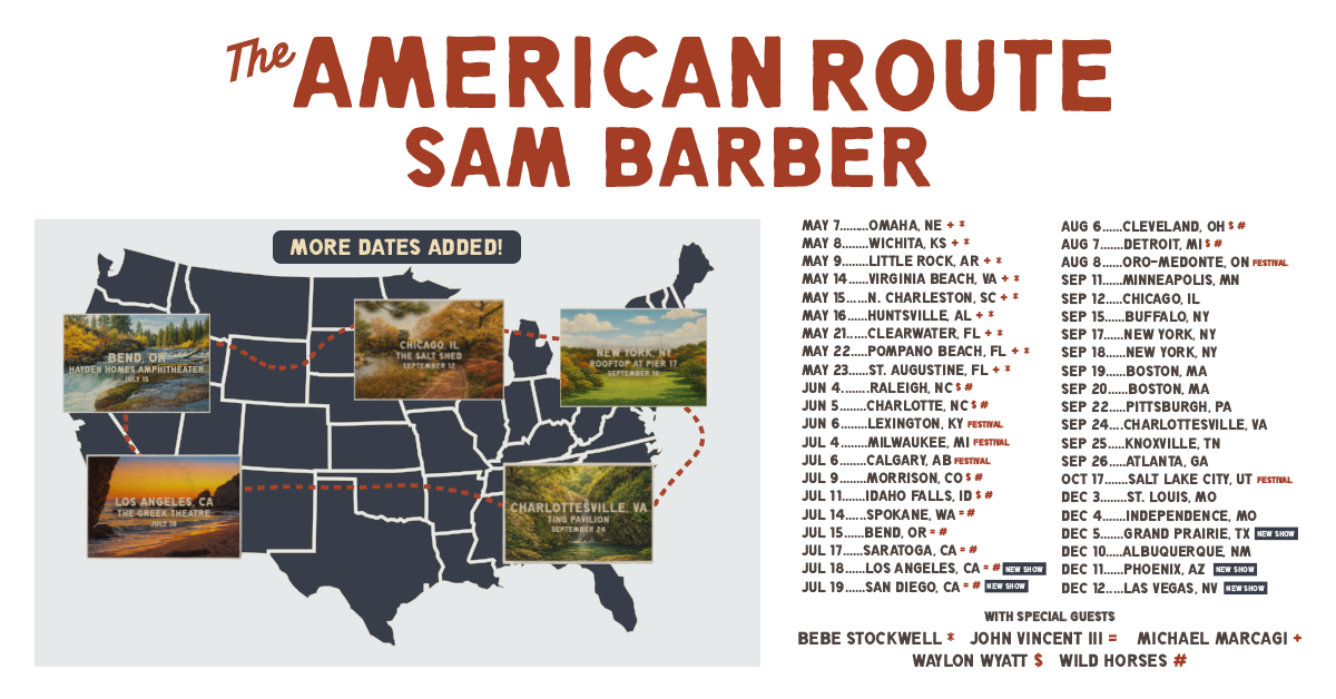 Sam Barber 2026 Tour poster
