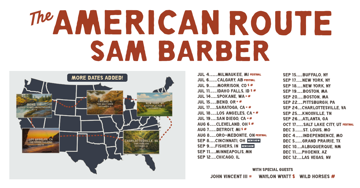 Sam Barber 2026 Tour poster