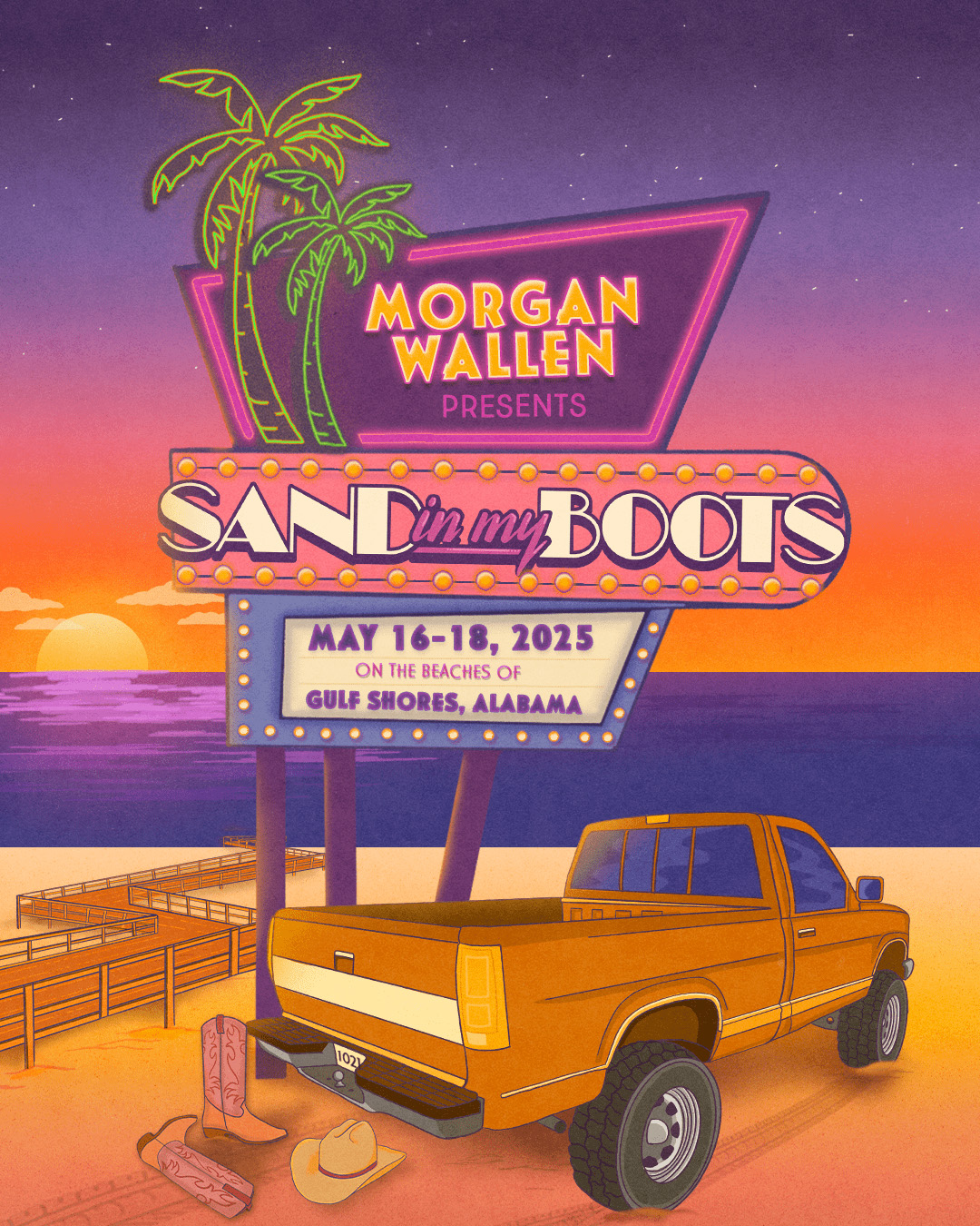 Sand in My Boots Save the Date Poster