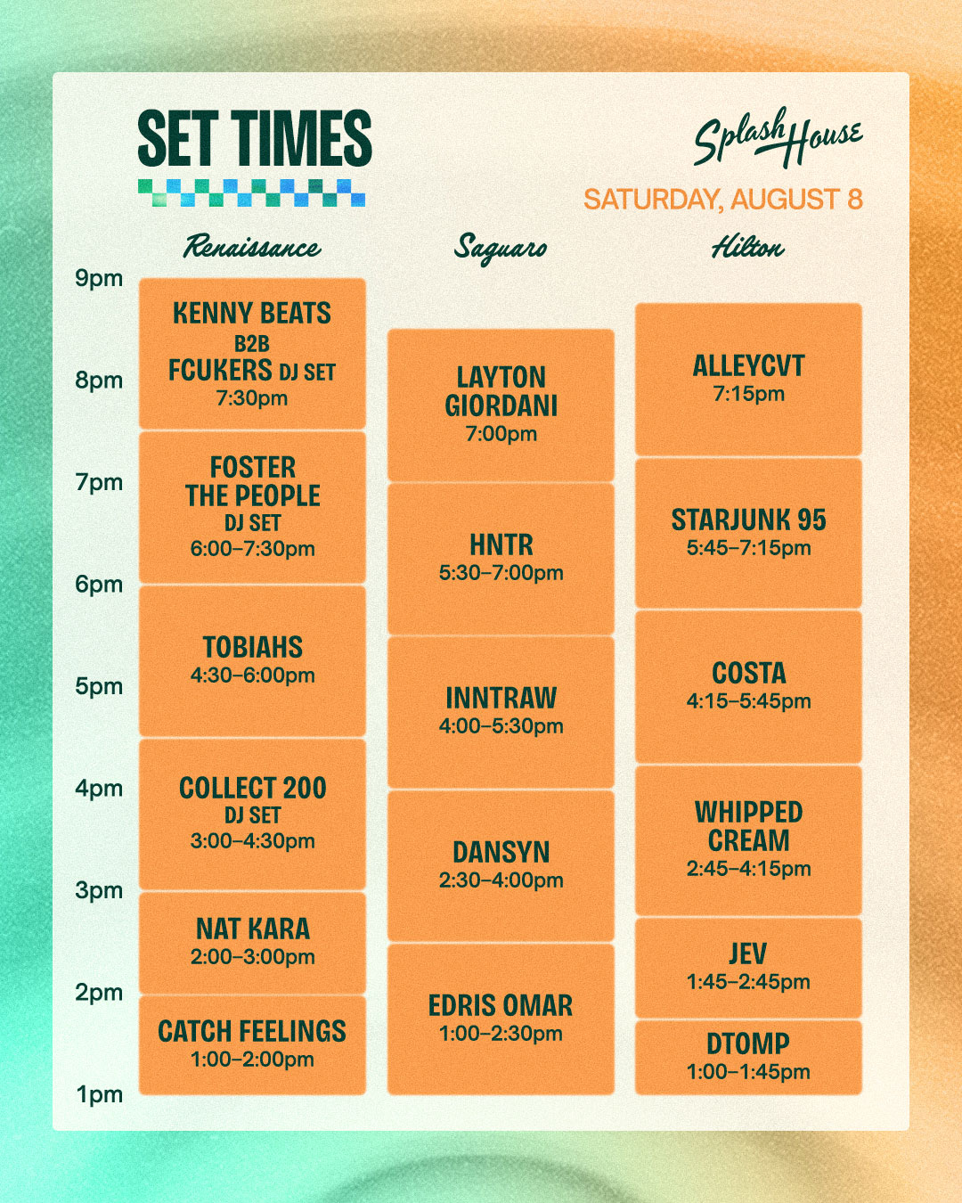 Weekend 1 Set times