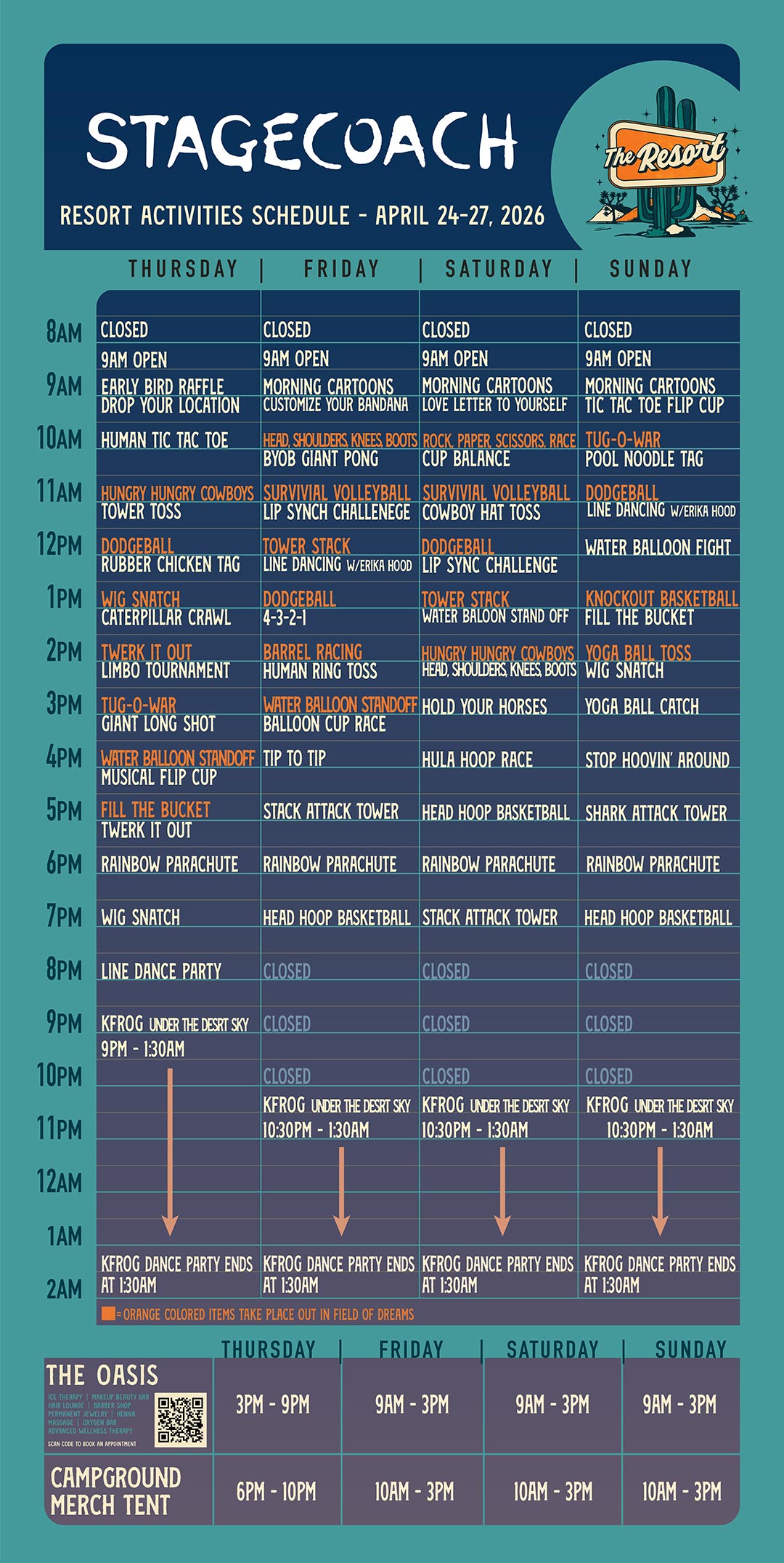Stagecoach Resort Activities Schedule
