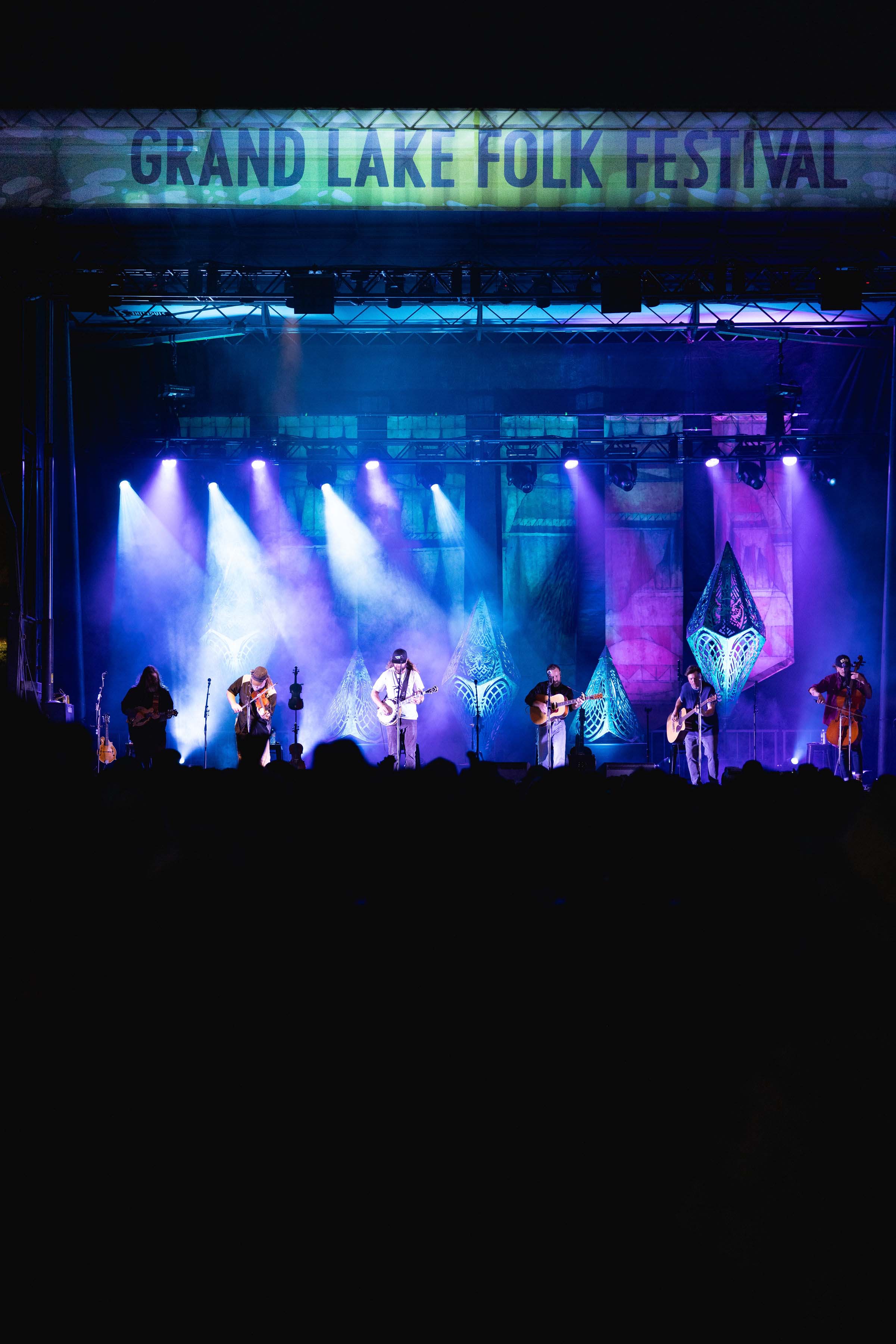 view of stage at night