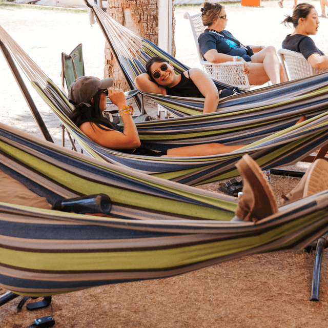 Chilling in hammocks