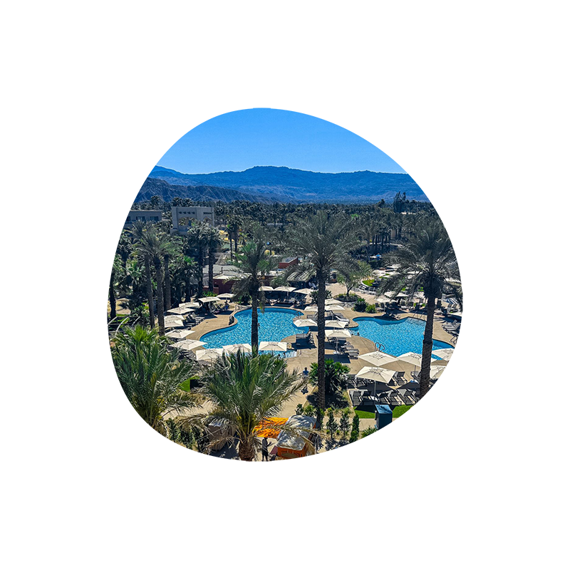 aerial photo of resort with pools
