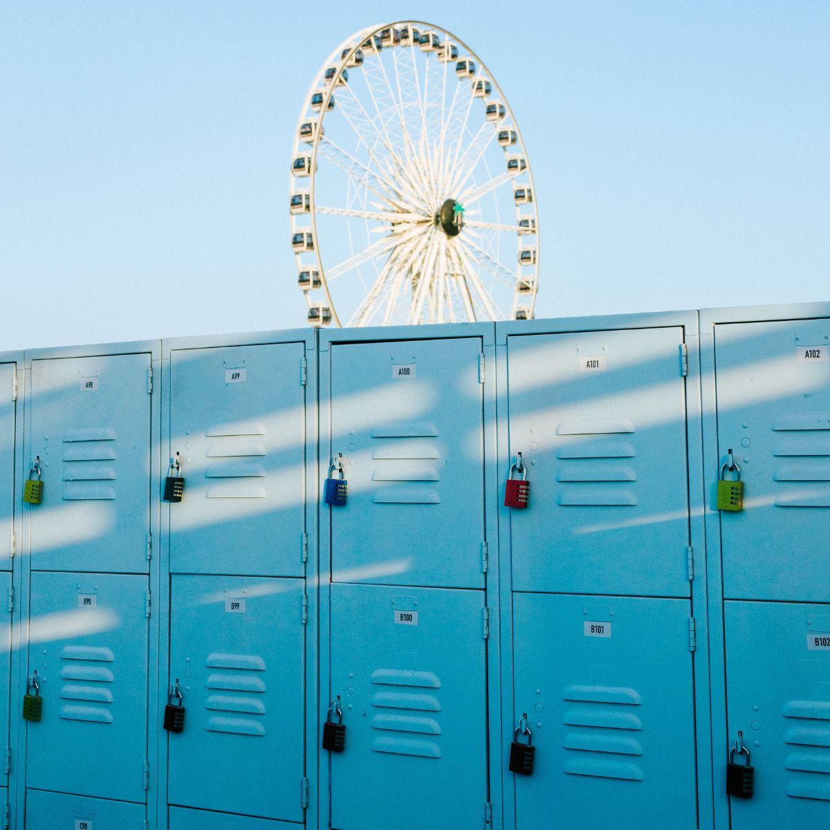 Lockers with ferris wheel in background