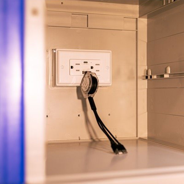 Locker with charger outlet