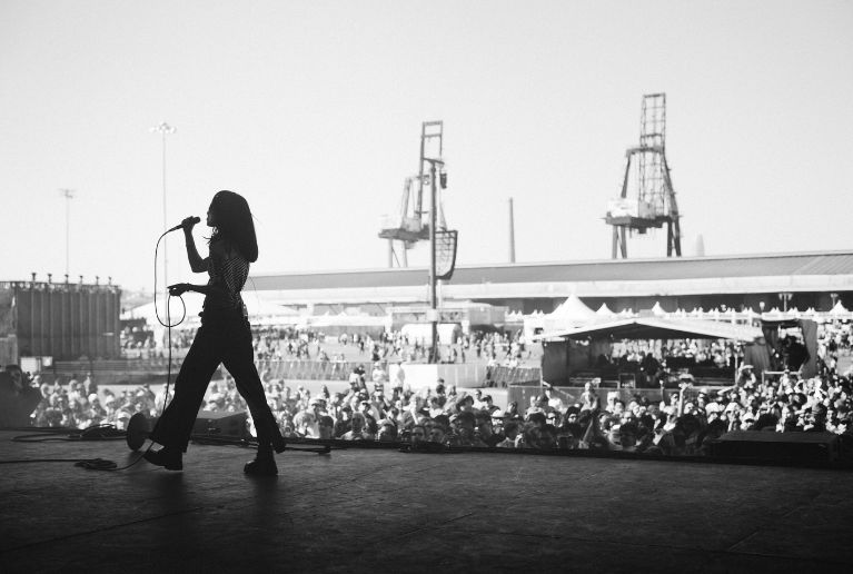 Performer on stage at Portola Festival