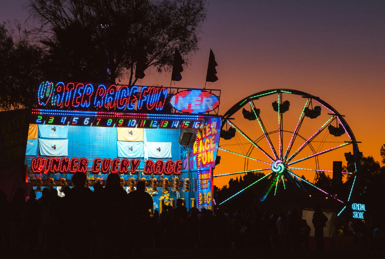 Camp Flog Gnaw ferris wheel and games
